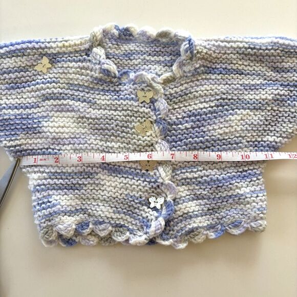 Handmade Knit Baby Sweater Cardigan Butterfly 0-3 mo - Picture 8 of 8